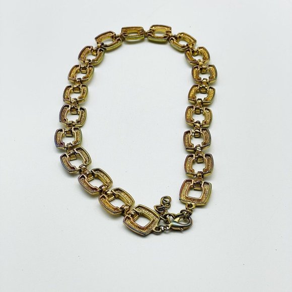 Square Link Chain Necklace Gold Tone Classic Classic Career Cosplay LARP - Picture 4 of 7